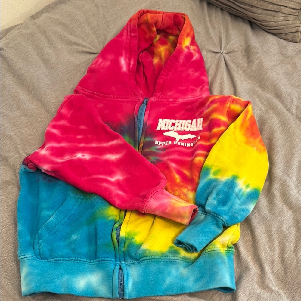 Colorful Tie-Dye Kids Michigan UP Hoodie